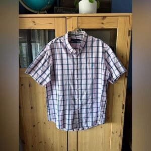 US Polo Assn Button Down Shirt Men’s XL Extra Large Pink Blue Plaid Shirt